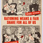 A World War II-era poster promotes rationing to ensure fair distribution of meat.
