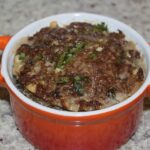 German meatloaf baked in a small crock