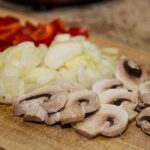 Chopped mushrooms, onions, and peppers